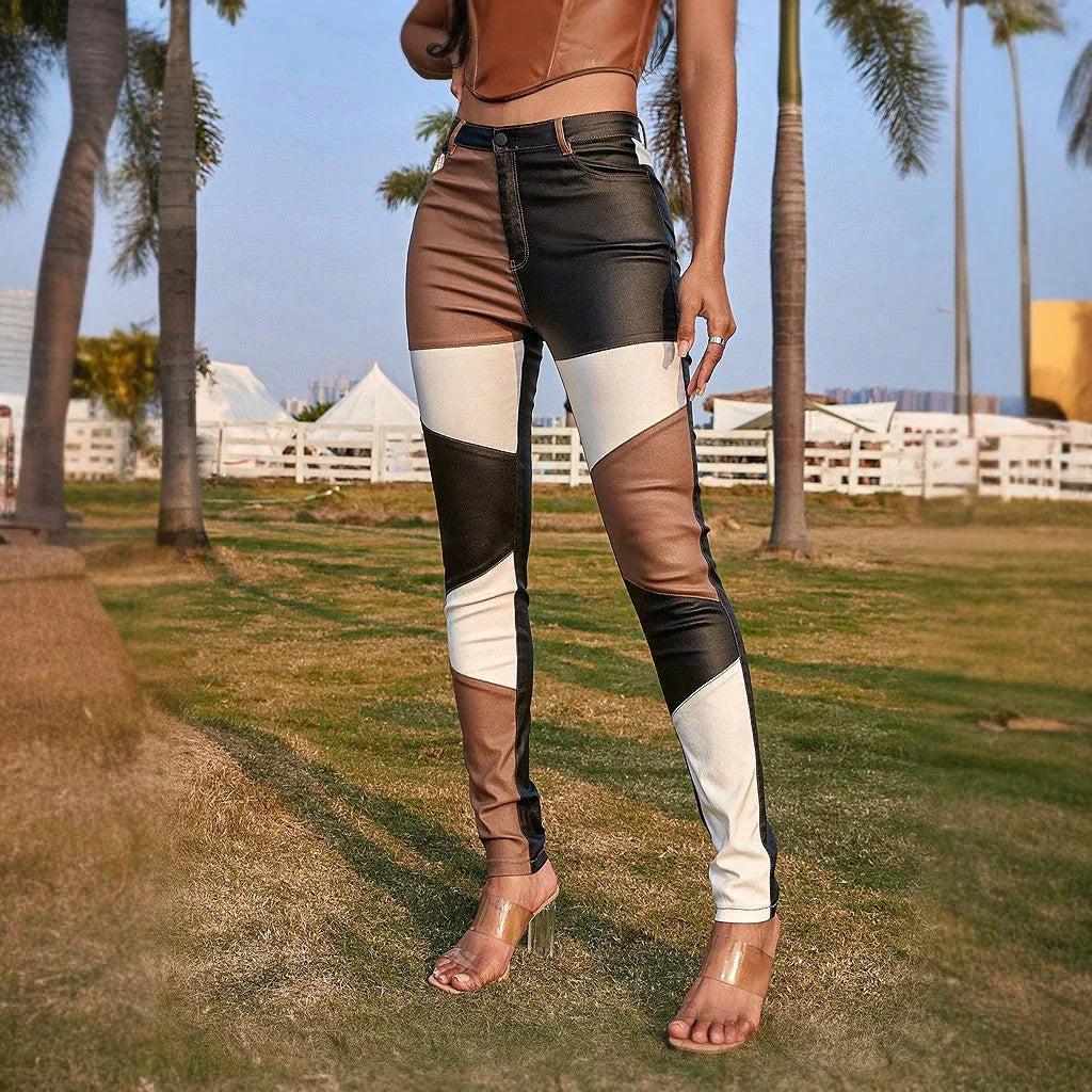 Bunte Röhrenhose Farbblock Design - IdealeKleiden