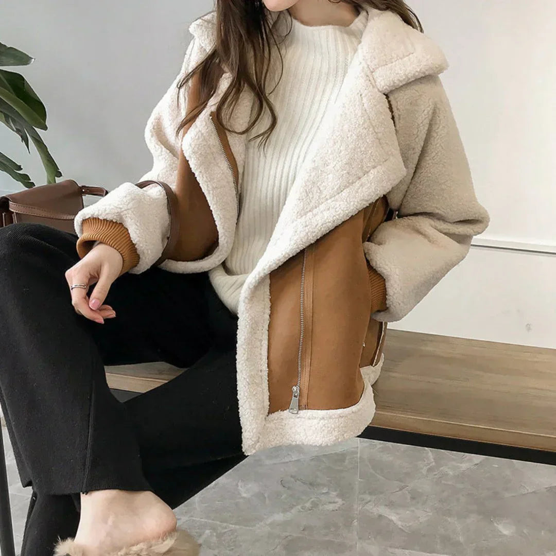 Blouson en cuir souple doublé Coupe classique