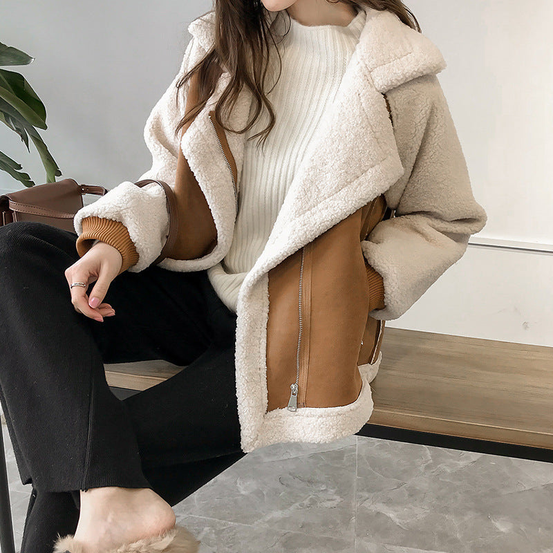 Eleganter Damen Wintermantel aus Leder - IdealeKleiden