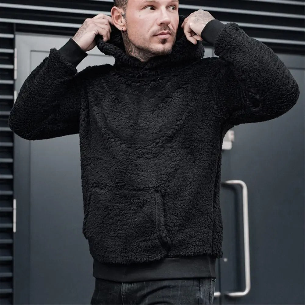 Sweat à capuche élégant pour homme en polaire Teddy classique
