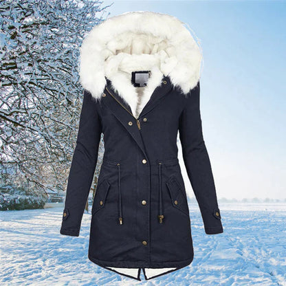 Manteau d'hiver à manches longues chaud élégant pour femme