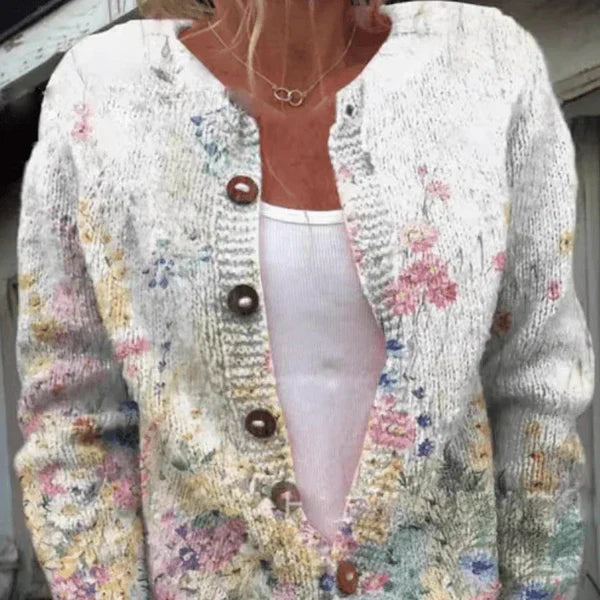 Strickjacke mit Blumenmuster Damen - IdealeKleiden