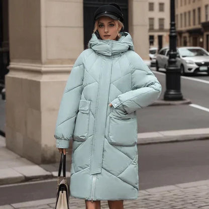 Veste oversize chaude avec capuche mi-longue