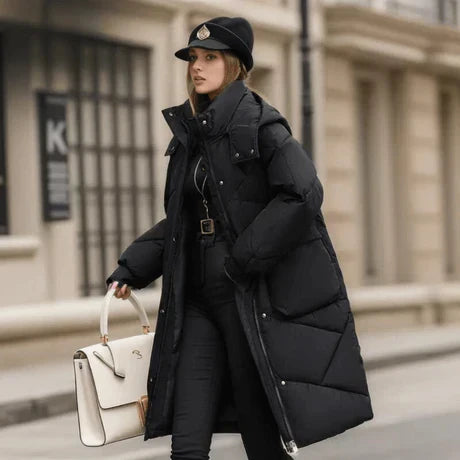 Veste oversize chaude avec capuche mi-longue