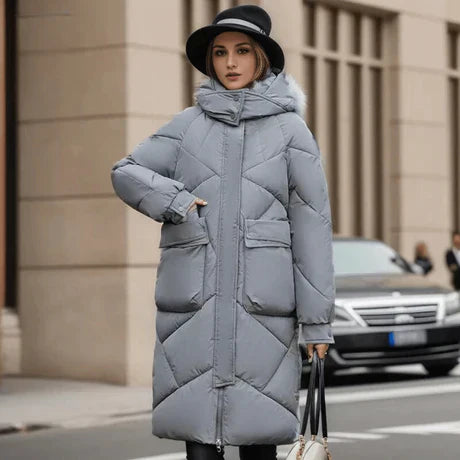 Veste oversize chaude avec capuche mi-longue