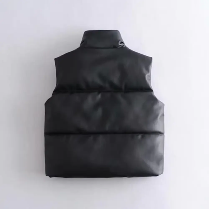 Stylische Pufferweste Kunstleder Damen - IdealeKleiden