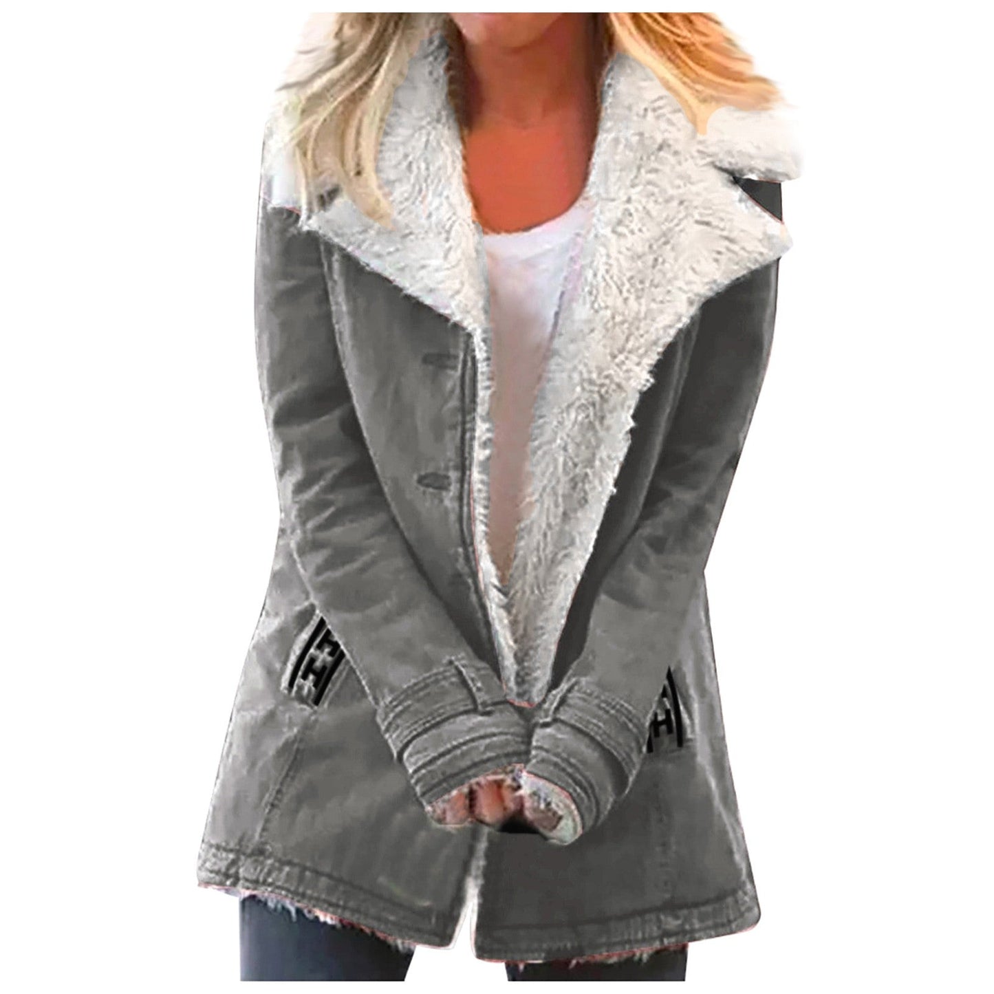 Veste d'hiver élégante pour femme avec col revers et manches longues