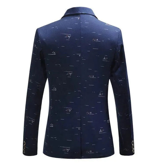 Stylischer Herrenblazer Weißer Druck - IdealeKleiden