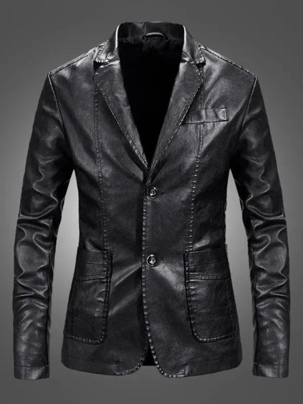 Blazer en cuir pour homme coupe ajustée moderne