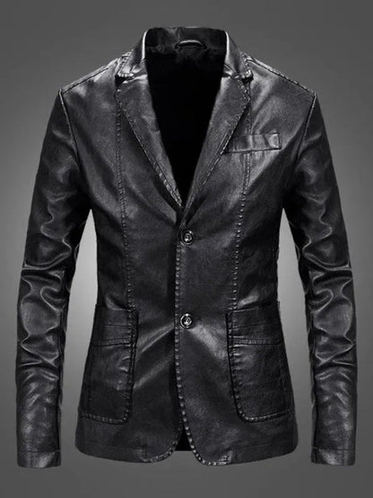 Blazer en cuir pour homme coupe ajustée moderne