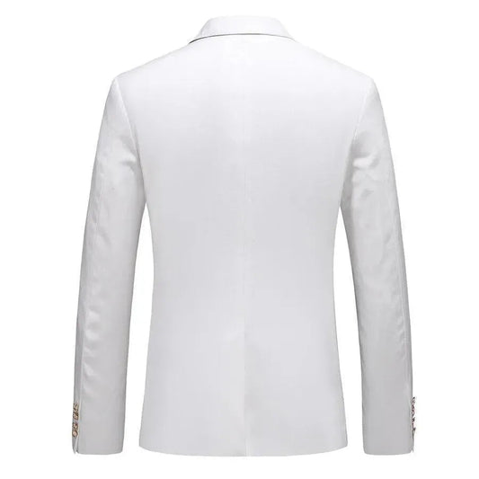 Stylischer Blazer Herren - Weißer Anzug Blazer Mit Vielen Taschen - IdealeKleiden