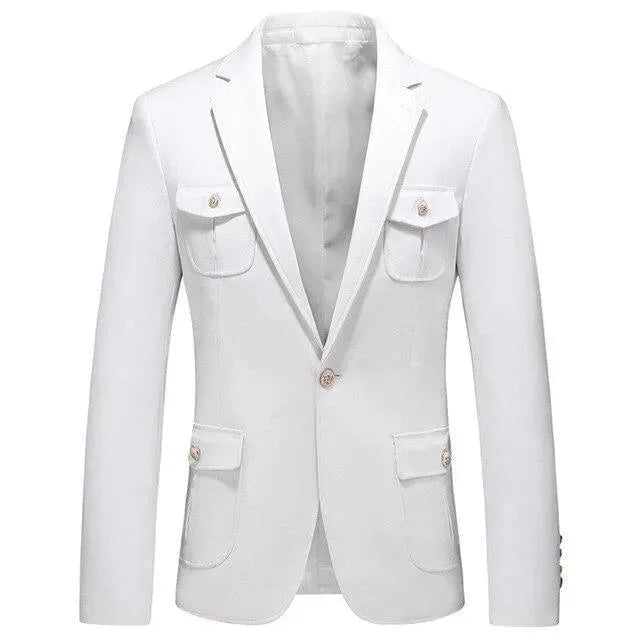 Blazer homme élégant - Blazer de costume blanc avec de nombreuses poches