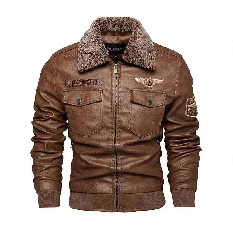 Herren Fleece Lederjacke Trucker Style - IdealeKleiden