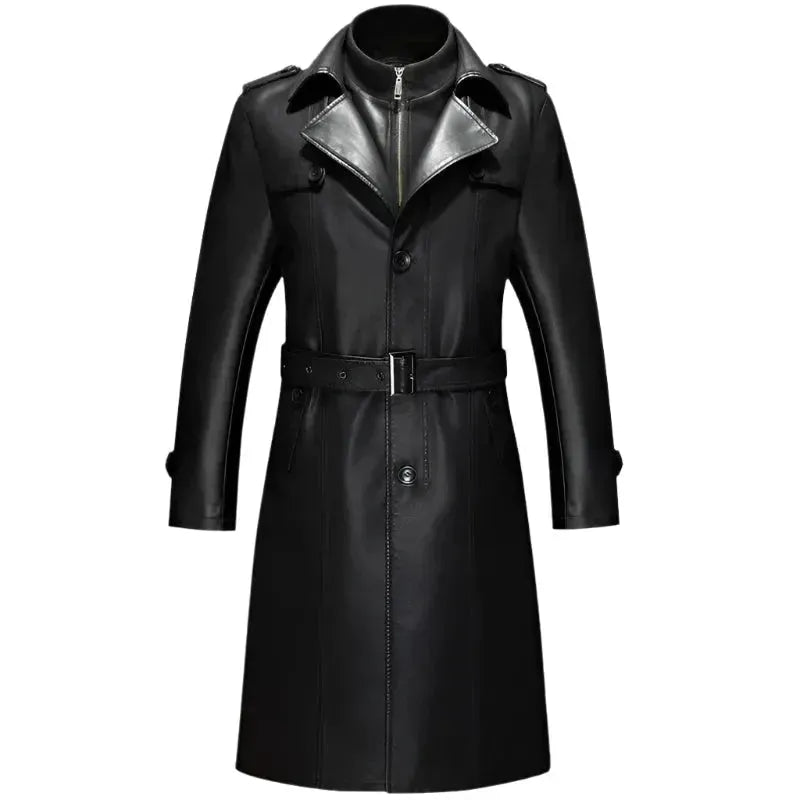 Manteau en cuir imperméable pour homme