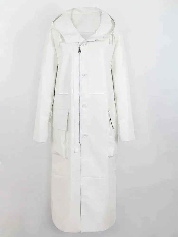 Manteau Long en Cuir Élégant pour Homme