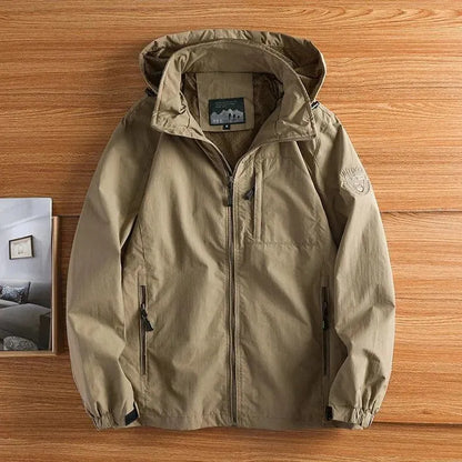 Veste de randonnée homme imperméable coupe-vent style militaire