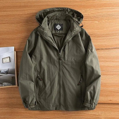 Veste de randonnée homme imperméable coupe-vent style militaire