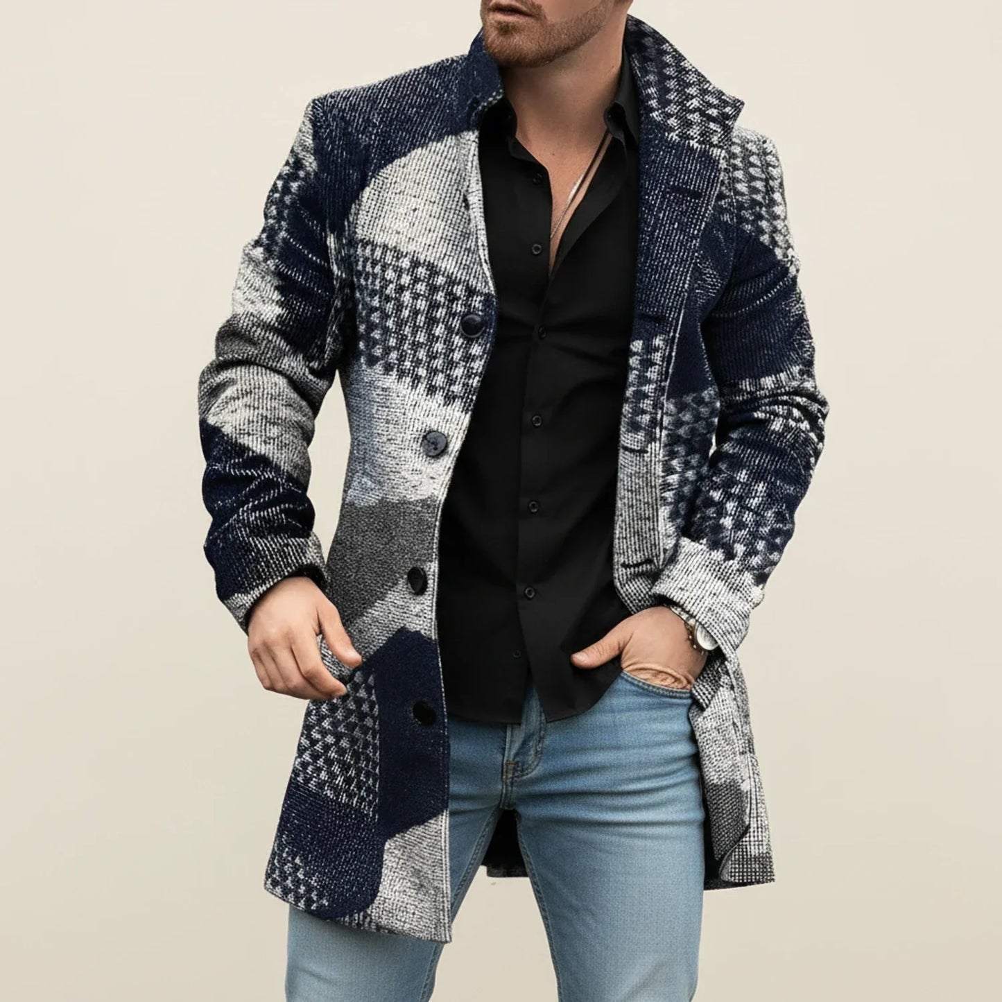 Manteau d'hiver homme motif patchwork