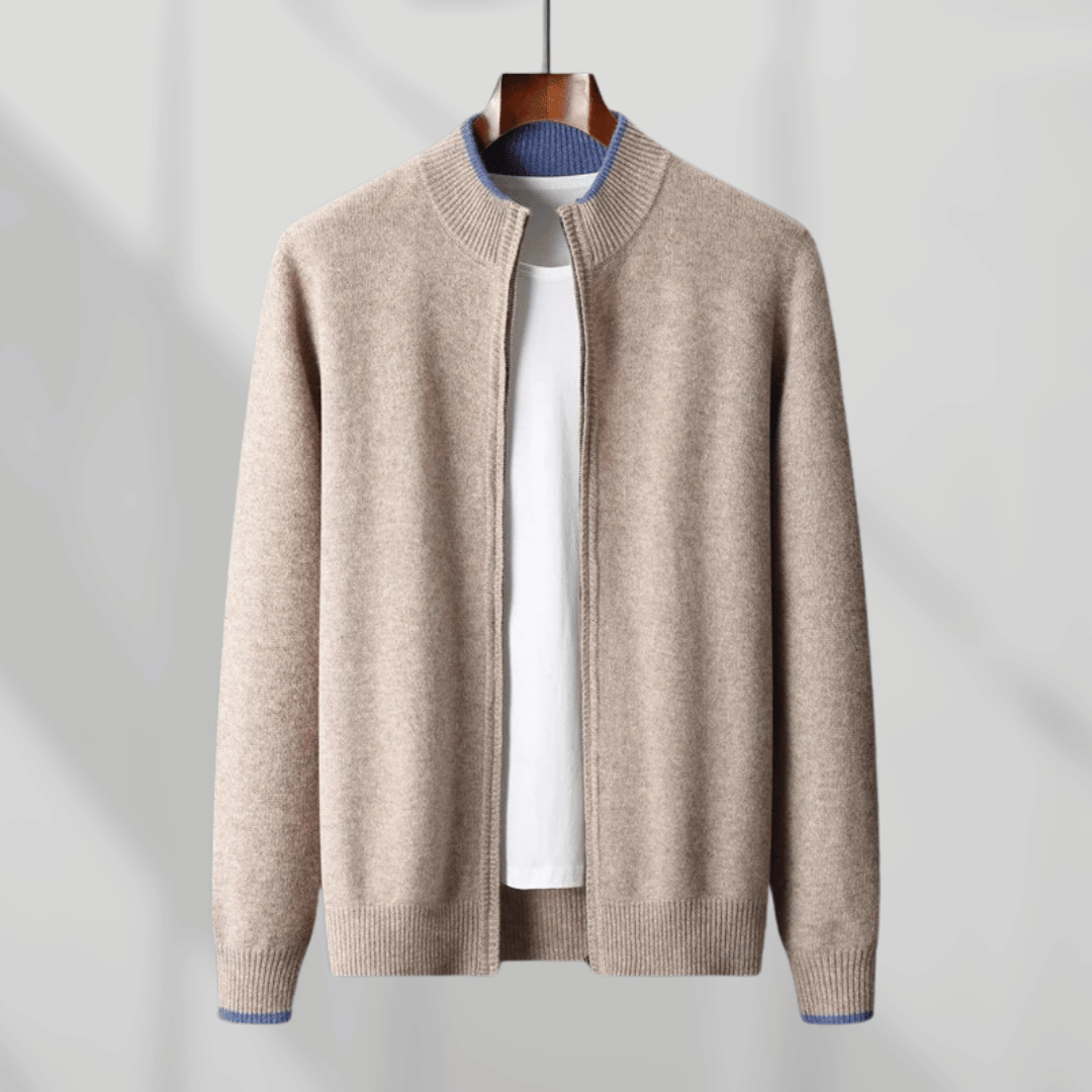 Veste cachemire élégante pour homme avec fermeture éclair