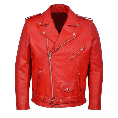 Blouson en cuir pour homme style motard asymétrique
