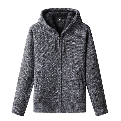 Gilet en tricot pour homme, à capuche et fermeture éclair, chaud
