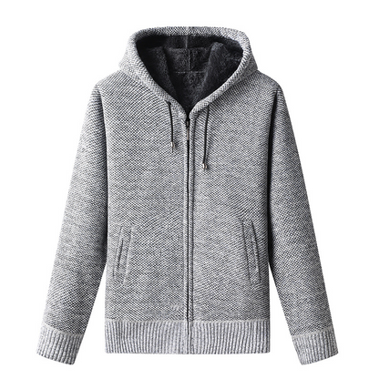 Gilet en tricot pour homme, à capuche et fermeture éclair, chaud