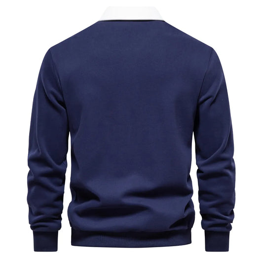 Herren Polo Pullover Langarm Modern - IdealeKleiden
