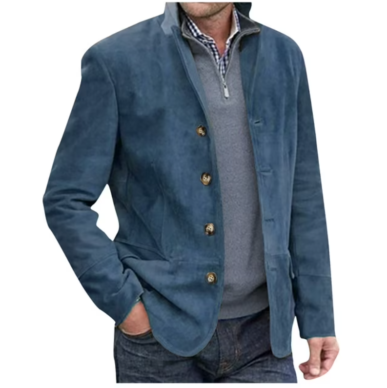 Blazer en daim pour homme bleu marron élégant