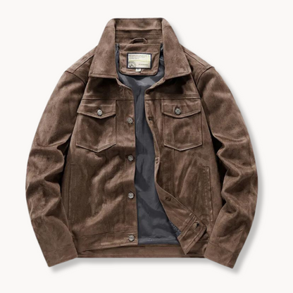 Veste en cuir homme style camionneur col montant élégant