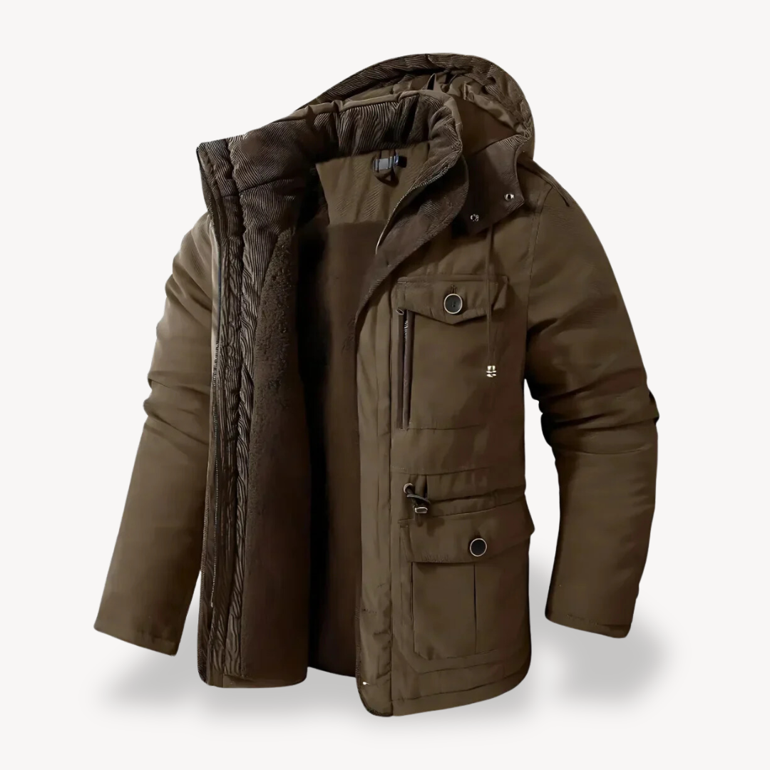 Parka d'hiver imperméable pour homme avec capuche en fourrure