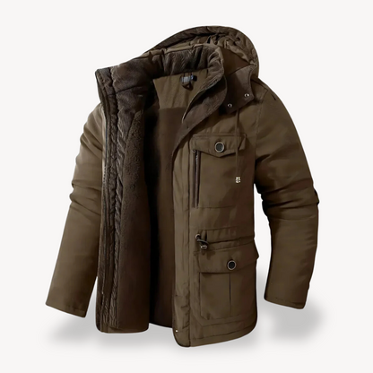 Parka d'hiver imperméable pour homme avec capuche en fourrure