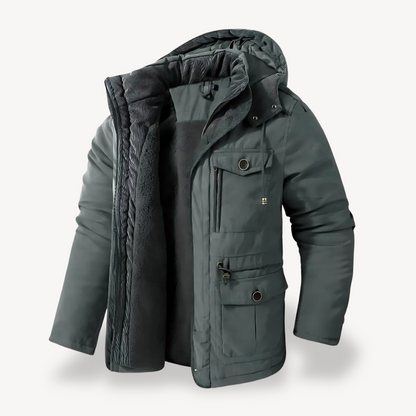 Parka d'hiver imperméable pour homme avec capuche en fourrure