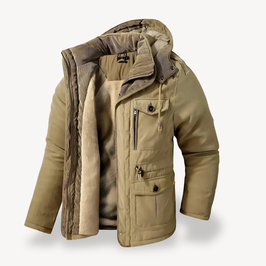 Parka d'hiver imperméable pour homme avec capuche en fourrure