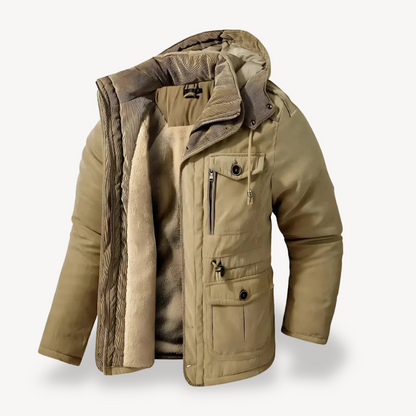 Parka d'hiver imperméable pour homme avec capuche en fourrure