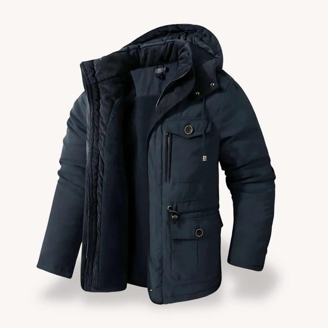 Parka d'hiver imperméable pour homme avec capuche en fourrure