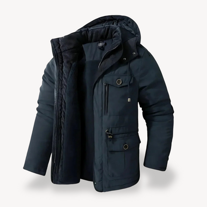 Parka d'hiver imperméable pour homme avec capuche en fourrure