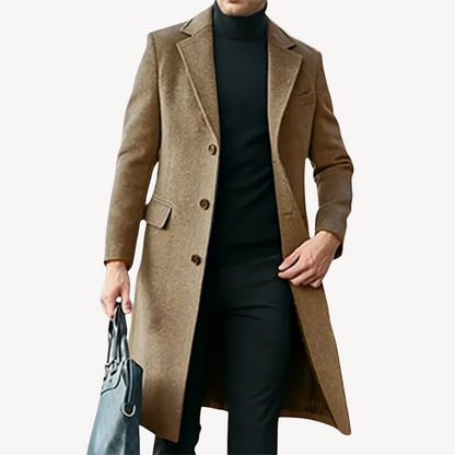 Manteau en laine long et élégant noir pour homme