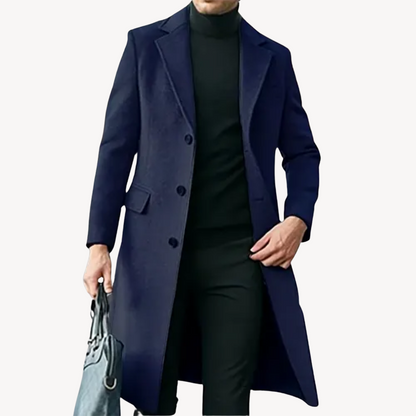 Manteau en laine long et élégant noir pour homme