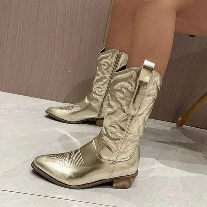 Bottes de cowboy métallisées style western pour femme