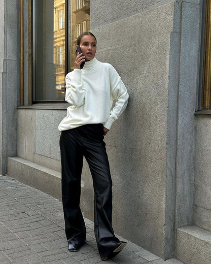 Grand pull à col roulé style oversize