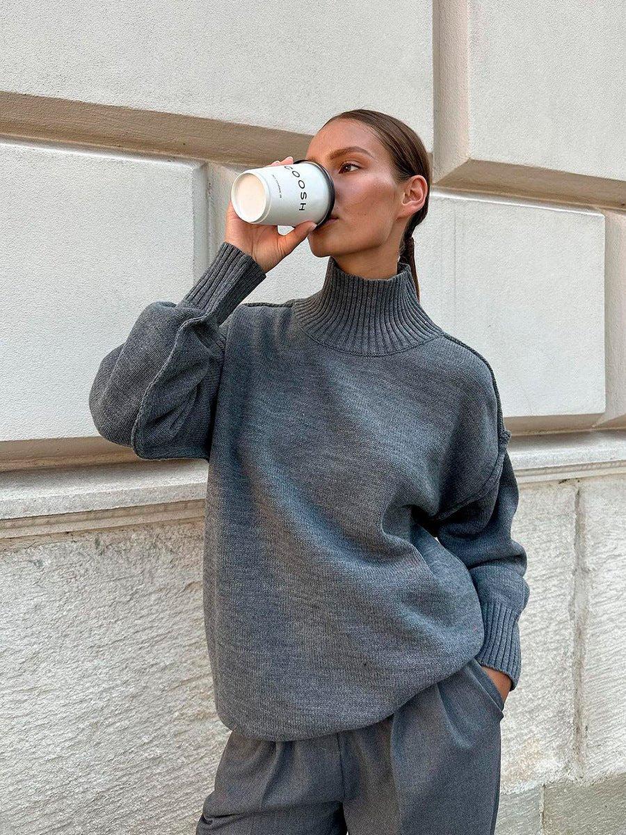 Grand pull à col roulé style oversize