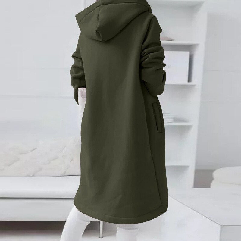 Veste mi-longue à capuche élégante pour femme