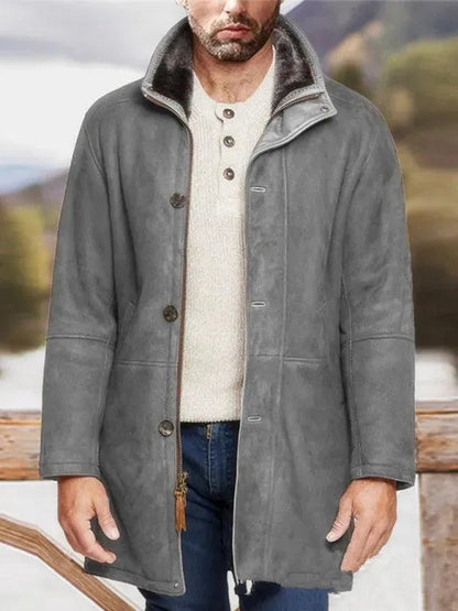 Manteau d'hiver mi-long pour homme avec fermeture éclair