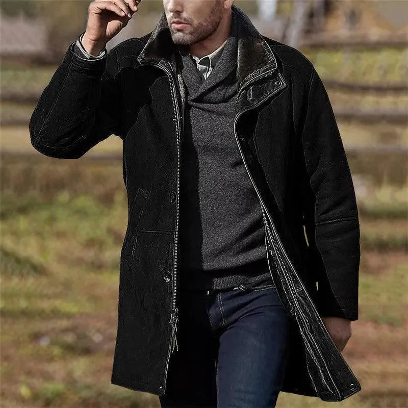Manteau d'hiver mi-long pour homme avec fermeture éclair