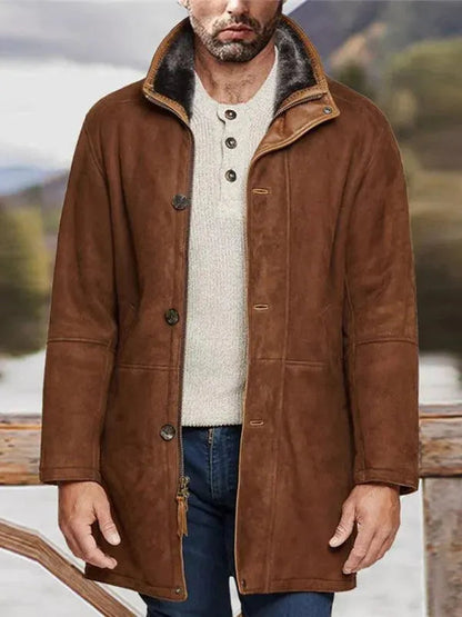 Manteau d'hiver mi-long pour homme avec fermeture éclair