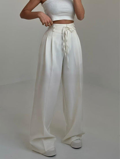 Pantalon femme Taille haute Élégant Jambe large