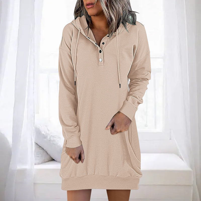 Sweat à capuche élégant et long pour femme, coupe simple