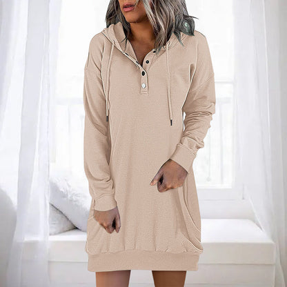 Sweat à capuche élégant et long pour femme, coupe simple