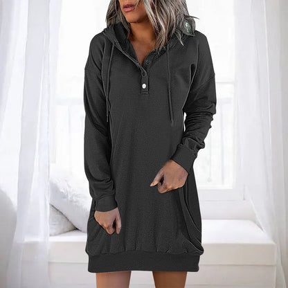 Sweat à capuche élégant et long pour femme, coupe simple