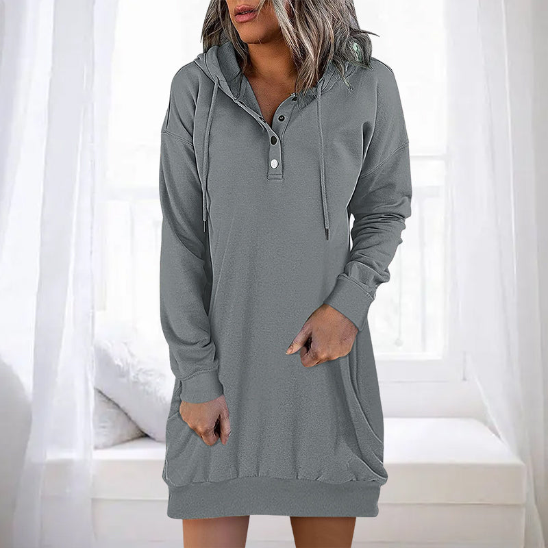 Sweat à capuche élégant et long pour femme, coupe simple